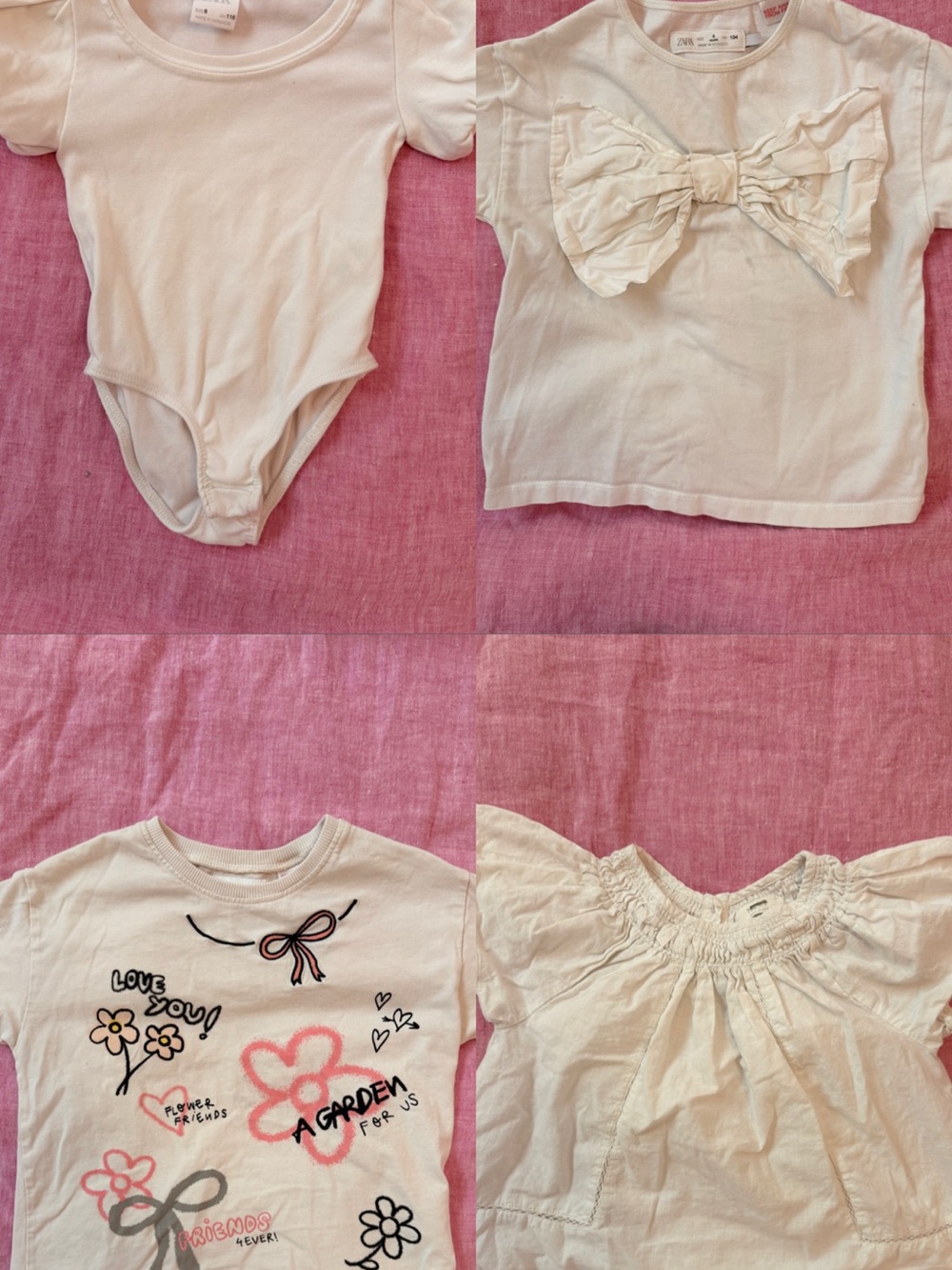Zara Cream Girls Casual Tees Bundle